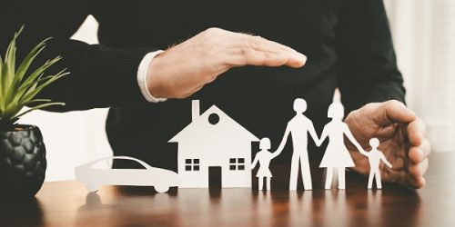 Concept of family, home and car insurance Concept of family, home and car insurance